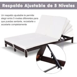 Outsunny Conjunto De Tumbona Exterior De Ratán 2 Plazas Con Cojines Acolchados Resistente Al Agua Con Respaldo Regulable De 5 Niveles Soporta 220 Kg 195x120x28 Cm Marrón -OUTSUNNY TIENDA bc91145609ca71ce34fd592c9cd18297c429c961 2229a15c55144713a36606a358bbfd94