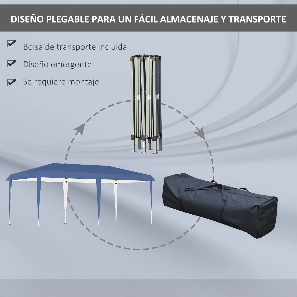 Outsunny Cenador Plegable 6x3 M Carpa De Jardín Portátil Con Bolsa De Transporte Tela Oxford Marco De Acero Para Exterior Fiestas Camping Azul 6 Outsunny Cenador Plegable 6x3 M Carpa De Jardín Portátil Con Bolsa De Transporte Tela Oxford Marco De Acero Para Exterior Fiestas Camping Azul - Imagen 4