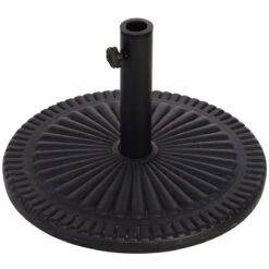 Outsunny Base Para Sombrilla De Jardín Peso Neto 15 Kg Soporte De Parasol Apto Para Postes De 35mm/38mm/48mm Rellena De Cemento Metal Para Terraza Exterior Ø49x32 Cm Negro