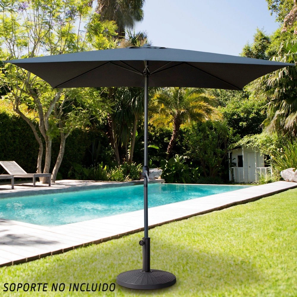 Parasol Rectangular 200x300cm Antracita Mástil Aluminio Aktive Garden 7 Parasol Rectangular 200x300cm Antracita Mástil Aluminio Aktive Garden - Imagen 5