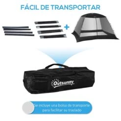 Outsunny Carpa De Jardín 3x3x2 M Cenador Para 4-6 Personas Con 4 Mosquiteras Y Puerta Incluye Bolsa De Transporte Protección Solar Para Camping Viajes Exterior Negro -OUTSUNNY TIENDA c092323de66bb5deafd6f39bd2887359ef55452f 783e07b1cce84581bf00c86b984ef2c0