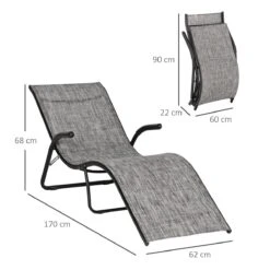 Outsunny Tumbona Plegable De Jardín Con Reposabrazos Reposapiés Respaldo Transpirable Y Marco De Metal Ergonómico Para Terraza Playa Camping 170x62x68 Cm Gris -OUTSUNNY TIENDA c10b58465723f00ba35a853ae974cbbdae0e1ad2 9a756cf020e542a885d0867258d1cc20