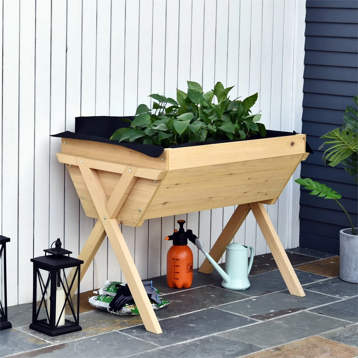 Outsunny Huerto Urbano De Madera 100x70x80 Cm Mesa De Cultivo Para Plantas Flores Hortalizas Con Patas Elevadas 4 Orificios De Drenaje Y Tela Geotextil 4 Outsunny Huerto Urbano De Madera 100x70x80 Cm Mesa De Cultivo Para Plantas Flores Hortalizas Con Patas Elevadas 4 Orificios De Drenaje Y Tela Geotextil - Imagen 2