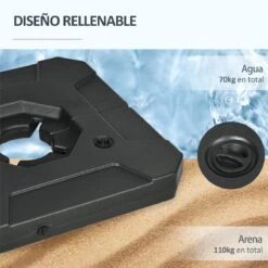 Outsunny 2 Pesos Para Base De Sombrilla Rellenable De Arena 110 Kg O Agua 70 Kg Para Base Cruzada De Parasol Sombrilla Cantilever Para Jardín Terraza Exterior 88,5x88,5x12 Cm Negro 15 Outsunny 2 Pesos Para Base De Sombrilla Rellenable De Arena 110 Kg O Agua 70 Kg Para Base Cruzada De Parasol Sombrilla Cantilever Para Jardín Terraza Exterior 88,5x88,5x12 Cm Negro -OUTSUNNY TIENDA c1803dd6e9681fd1eb11258e4af32e2bf79f96dd 7d78a74002584366989d29708506078b