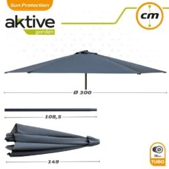 Parasol Hexagonal 300 Cm Color Antracita Mástil Aluminio Aktive Garden -OUTSUNNY TIENDA c184376021bdf640fdf8d99b7554cc5edeccd1b1 5a5eb421608949e180053b43a6a02a9d