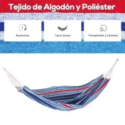 Outsunny Hamaca De Algodón Para Jardín 210x150 Cm Hamaca Colgante Portátil Carga Máx. 180 Kg Para Acampar Piscina Camping Rayas Azul Y Rojo -OUTSUNNY TIENDA c2066c90032b22198498807fe25e073ed97cf36d e09d13e0949f496abf9d9f6eaf58f8e4