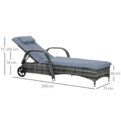 Outsunny Tumbona De Ratán De Jardín Chaise Longue Con Respaldo Ajustable En 5 Posiciones Cojines Acolchados Reposacabezas Y 2 Ruedas 200x73x30-103 Cm Gris -OUTSUNNY TIENDA c295a73f1fc983e426d4b4e2acc7ef3d241b4b37 4d8ada05533c45f7aba6b5be9266fee7