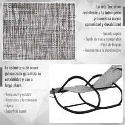 Outsunny Mecedora Para Exterior Tumbona Con Reposabrazos Y Función Balancín Para Terraza 160x61x79 Cm Gris -OUTSUNNY TIENDA c2df3e4d639144eeb865e4233b0c406bbbd21a30 8340d582971f4fa6b770873dac16eef1