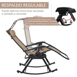 Outsunny Silla Mecedora De Jardín Plegable Tumbona Reclinable Con Techo Protección Solar Reposacabezas Extraíble Y Reposapiés Estructura De Acero 120x67x102 Cm Beige -OUTSUNNY TIENDA c3c6c925caf9256c032d63788c7dd19c584042ca 726dedbfb2ce4fe8a41193204b2fa6ee