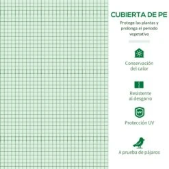 Outsunny Invernadero De Jardín 180x180x200 Cm Invernadero De Túnel Pequeño Con Puerta Enrollable Y Ventana De Malla Para Cultivar Plantas Flores Verde -OUTSUNNY TIENDA c4a18583b372bc8915314b4ebfbf148b99a795ed 62f26ed01fa54312adafc1021856bc00