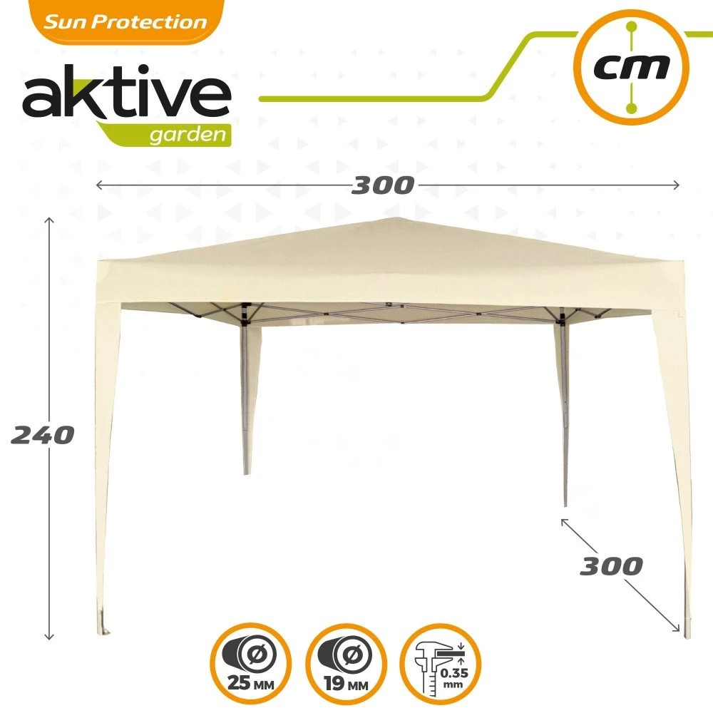 Cenador Plegable 300x300x240 Cm Poliéster Color Crema Aktive Garden 8 Cenador Plegable 300x300x240 Cm Poliéster Color Crema Aktive Garden - Imagen 6