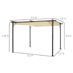 Outsunny Pérgola De Metal 3.5x3.5m Gazebo Cenador Para Jardín Patio O Terraza Con Techo Retráctil Tela Poliéster Resistente Al Agua Y UV -OUTSUNNY TIENDA c50ec764cedef6d8678748fa79c9efa3015d33a8 6670f81fd31f4fa391597d2a1a5ba55d