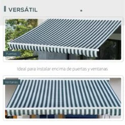 Outsunny Toldo Eléctrico Retráctil Con Función Manual Con Manivela Y Mando A Distancia 300x250 Cm Para Ventanas Puertas De Rayas Verde Y Blanco -OUTSUNNY TIENDA c52ba69901177a9f6cbf72153946eb6749efc3d3 af9eb41c8d1e42038c332fee61a64069