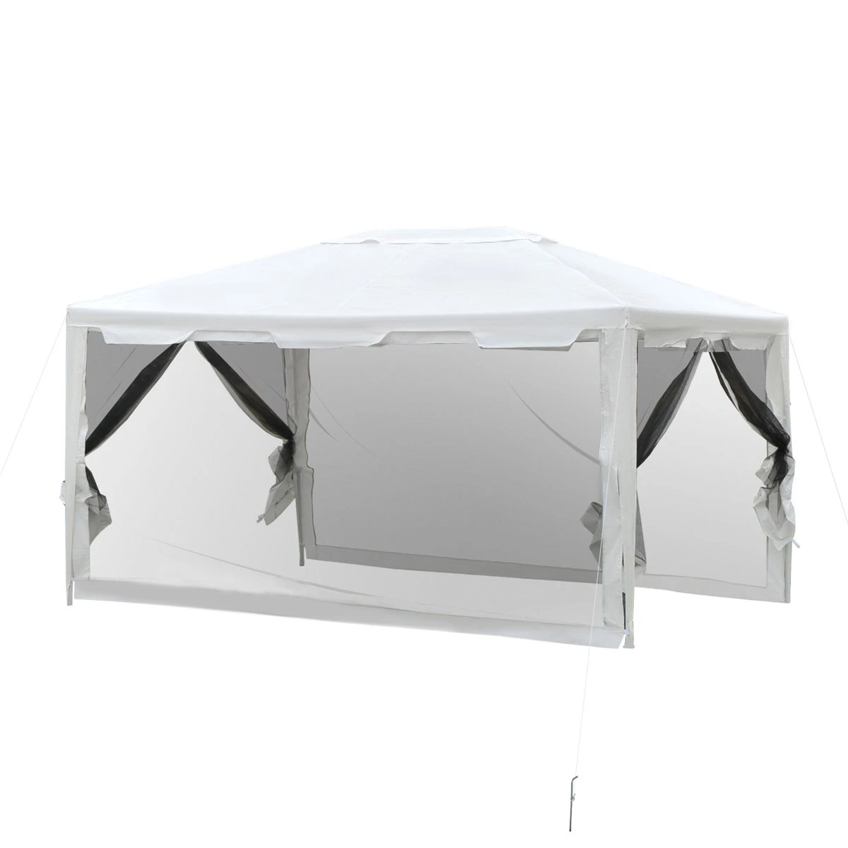 Outsunny Carpa 4x3 M Cenador De Jardín Con Mosquiteras Laterales Doble Techo Y Puertas Con Cremallera Para Exterior Blanco Y Negro 3 Outsunny Carpa 4x3 M Cenador De Jardín Con Mosquiteras Laterales Doble Techo Y Puertas Con Cremallera Para Exterior Blanco Y Negro