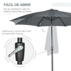 Outsunny Sombrilla De Jardín Ø300x240 Cm Parasol De Terraza Con Manivela Techo Inclinable Y 8 Varillas De Metal Para Patio Balcón Exterior Gris -OUTSUNNY TIENDA c808d2c4a0a9b0d5dddd1324e0eee7207a021607 d7c9d2b199f347d697ee85dfd7254986