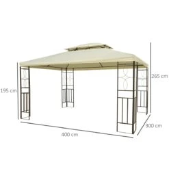 Outsunny Cenador De Jardín 3x4m Pabellón Para Exterior Con Doble Techo De Ventilación Y 4 Columnas De Acero Estable Para Fiestas Eventos Patio Crema -OUTSUNNY TIENDA c8dd09441d99990722c2f4cdf0b411ca259d39a8 0c3de4a6f37749e195a29c6e02b5f7eb