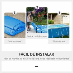 Outsunny Piscina Desmontable Tubular 440x240x122 Cm Piscina Rectangular De Exterior Con Depuradora De Cartucho 4.000 L/H Mangueras Longitud 100 Cm Y Marco De Acero 9760 L Azul -OUTSUNNY TIENDA c97fff99036c58865823c24d2c6f7fa0aa81f7d6 7a47d229f3dc45e4a4319356c841c867