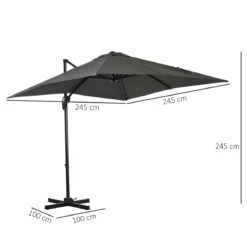 Outsunny Sombrilla De Jardín De Aluminio 245x245x245 Cm Parasol Excéntrico Con Manivela Giratorio 360° Inclinación De 5 Niveles Tela Desmontable Y Ventilación Para Patio Terraza Gris -OUTSUNNY TIENDA c9a09cddbe9eeb62115a565366758aa98f57a65c 7358c4f23aab42209f793693039a989c
