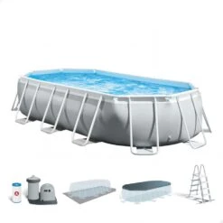 Piscina Desmontable Ovalada Prism Frame Intex 503x274x122 Cm Con Depuradora