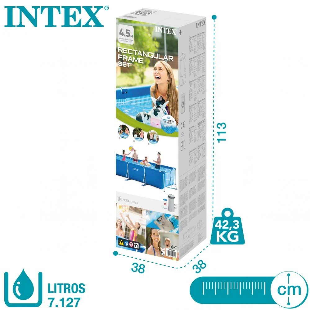 Piscina Tubular Rectangular Con Depuradora Metal Frame INTEX 9 Piscina Tubular Rectangular Con Depuradora Metal Frame INTEX - Imagen 7