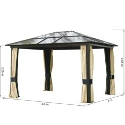 Outsunny Cenador Para Jardín 3x3.6 M Alumnio Pabellón Para Exterior Con Techo De Policarbonato Anti-UV Y 4 Mosquiteras Laterales Con Cremalleras Para Fiestas Eventos Beige -OUTSUNNY TIENDA cdc27fa3e41e80d5070b9feba66a418192021b81 edb33c238c6f4abfb82c546232f3d0e6