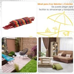 Outsunny Silla Hamaca Colgante Tejido De Algodón Poliéster Carga 100 Kg Sillón Colgante Para Interior Exterior Terraza 100x60x100 Cm Multicolor -OUTSUNNY TIENDA cdd19894a87b8090270a73e37e5061e7b2b2034b c25078732d7d48fe8b7864b10c48b8ce