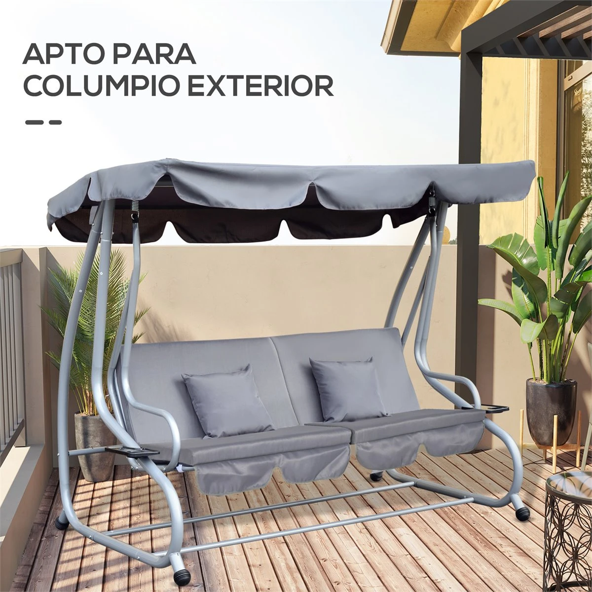 Outsunny Juego De 2 Cojines Para Balancín Cojines De Repuesto Para Columpio 162x47x7 Cm Cojín De Asiento Y Respaldo De 3 Plazas Para Jardín Terraza Balcón Patio Gris 6 Outsunny Juego De 2 Cojines Para Balancín Cojines De Repuesto Para Columpio 162x47x7 Cm Cojín De Asiento Y Respaldo De 3 Plazas Para Jardín Terraza Balcón Patio Gris - Imagen 4