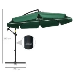 Outsunny Sombrilla De Jardín Ø293x240 Cm Parasol Excéntrico Con Rotación De 360° Manivela Base Cruzada Y Soporte De Acero Para Terraza Patio Balcón Verde -OUTSUNNY TIENDA ce13f163ff3026fbddbdeca1f3638e2bd9af8908 bd487096a7834afea07cf64377700441