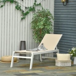 Outsunny Tumbona Multiposiciones De Jardín Con Respaldo Reclinable En 5 Posiciones De Aluminio Y Texteline Carga 160 Kg Para Patio Terraza 202x65x43 Cm Beige -OUTSUNNY TIENDA cee71b80ecdef9e1afda32e85d03bc4f5f501c2c 9e56e0bd2fd64c8d8e0e2b777a68debb