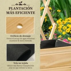Outsunny Huerto Urbano Elevado De Madera Con Ruedas Mesa De Cultivo Con Enrejado Cama De Jardín Elevado Con Tela No Tejida Y Orificio De Drenaje Para Plantas Flores 79x29x130 Cm Natural -OUTSUNNY TIENDA cfa000d5ef0f8d36501baa342b3dbb8d76c07a6f a4f0e934a60442a9adf194d94f0c2bb9