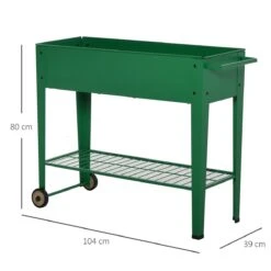 Outsunny Huerto Urbano Jardinera Elevada De Metal Cama De Jardín Con Ruedas Asa Lateral Y Estante Inferior Para Cultivo Plantas Hortalizas Flores 104x39x80 Cm Verde -OUTSUNNY TIENDA cfeff3286fe5f9e9b0b550652651a2e6f9ad8869 92f840d30ee14a478024b8cd61cdbf1b