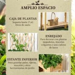 Outsunny Huerto Urbano Elevado De Madera Con Ruedas Mesa De Cultivo Con Enrejado Cama De Jardín Elevado Con Tela No Tejida Y Orificio De Drenaje Para Plantas Flores 79x29x130 Cm Natural -OUTSUNNY TIENDA d0218e52d4d8f982bef15c8e5875e68a569516a6 2fe09627ffbc4c3d8fbc4ce8c446c612