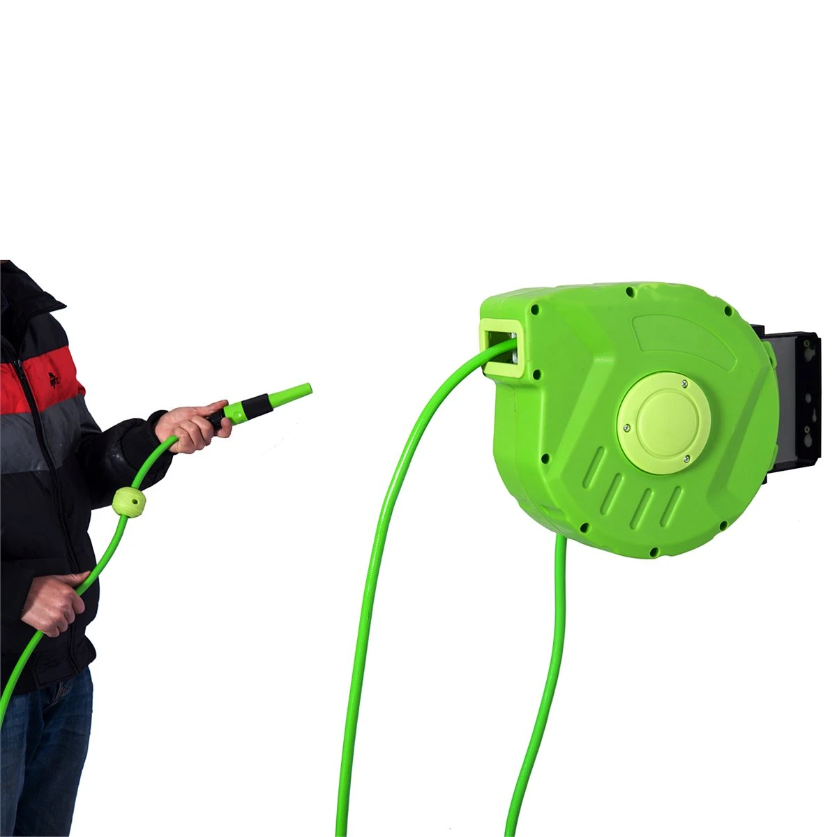 Outsunny Carrete Para Manguera Soporte Mural Portamanguera 10m Roll-up Automático Con Pistola De Pulverización Base De Pared Conector De Manguera Para Jardín Terraza 10 Outsunny Carrete Para Manguera Soporte Mural Portamanguera 10m Roll-up Automático Con Pistola De Pulverización Base De Pared Conector De Manguera Para Jardín Terraza - Imagen 8