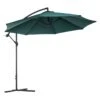 Outsunny Sombrilla De Jardín Ø300x260 Cm Parasol Excéntrico Reclinable Con Manivela Base Cruzada Y Soporte De Acero 8 Varillas Para Terraza Exterior Balcón Verde Oscuro