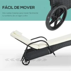 Outsunny Conjunto De 2 Tumbonas De Ratán De Jardín Chaise Longue Con Respaldo Ajustable En 5 Posiciones Cojines Acolchados Reposacabezas Y 2 Ruedas 200x73x72-103 Cm Negro -OUTSUNNY TIENDA d0cc8085065261da877c4dea941839cd90d06a60 98f30556090146dc8310178fe746372b