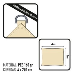 Toldo Vela Sombreo Rectangular Aktive Garden Color Crema -OUTSUNNY TIENDA d1cdbdb9ce032cc49b32243bd9ce1975fedda9bc dedb8763e21d45c6a317571368f79e8e