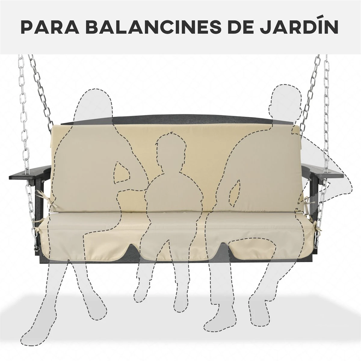 Outsunny Cojín Para Columpio De 2 Piezas 130x45x5 Cm Cojín Para Balancín Cojín De Asiento Y Respaldo Acolchado Para Jardín Terraza Balcón Exterior Marrón 6 Outsunny Cojín Para Columpio De 2 Piezas 130x45x5 Cm Cojín Para Balancín Cojín De Asiento Y Respaldo Acolchado Para Jardín Terraza Balcón Exterior Marrón - Imagen 4