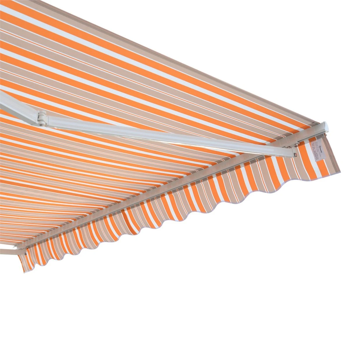 Outsunny Toldo Retráctil Con Manivela Toldo De 300x250cm Con Brazo Articulado De Aluminio Y Poliéster 280g/m² Rayas Naranja Beige Y Blanco 11 Outsunny Toldo Retráctil Con Manivela Toldo De 300x250cm Con Brazo Articulado De Aluminio Y Poliéster 280g/m² Rayas Naranja Beige Y Blanco - Imagen 9
