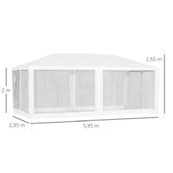 Outsunny Gazebo De Jardín 6x3m Pabellón Con 6 Paredes De Malla Extraíbles Cremallera Y Techo Estilo Catedral Para Fiestas Eventos Reuniones Blanco -OUTSUNNY TIENDA d41b682a94478c3e6bdaa7b64aa0d14e50a78a2a a188be8f4dbc464487d9904424a818a1