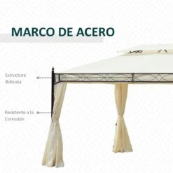Outsunny Cenador De Jardín 4x3m Pabellón Con Techo Doble Transpirable Y 4 Cortinas Laterales Extraíbles Carpa De Acero Para Fiestas Bodas Eventos Al Aire Libre Crema -OUTSUNNY TIENDA d5176ecb8de06ce335f0bd1a96e0ac4e36e5d050 b3f9da5a47b941309b3b21ba55a62455