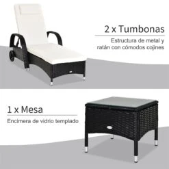 Outsunny Set De 2 Tumbonas Chaise Longue + 1 Mesa De Ratan Para Jardín O Terraza Sillas Con Cojín Y Respaldo Ajustable A 5 Niveles (Negro) 16 Outsunny Set De 2 Tumbonas Chaise Longue + 1 Mesa De Ratan Para Jardín O Terraza Sillas Con Cojín Y Respaldo Ajustable A 5 Niveles (Negro) -OUTSUNNY TIENDA d5a174576c0049395237437de418e16b97dff2f1 82f1dd084d454f9084bf44df77526d2a