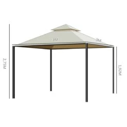 Outsunny Cenador De Jardín 3x3m Gazebo Con Doble Techo 4 Cortinas Laterales Mejor Ventilación Exterior Espacioso Para Fiesta Eventos Barbacoa Beige -OUTSUNNY TIENDA d5be218779338b1c0b2b48b4755719848d5ee0be de247a29c190498a82d73201bd29d1cd
