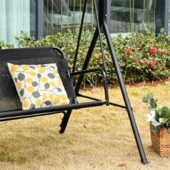 Outsunny Columpio De Jardín De 2 Plazas Silla Balancín Con Parasol Techo Ajustable En Ángulo Terraza Balcón Exterior Carga 200 Kg 172x110x155 Cm Negro -OUTSUNNY TIENDA d65c8266b239f15c794d3e6195fae5255d00b47e 52bfc55fcd064e04849c9c63f6734941