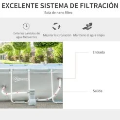 Outsunny Piscina Desmontable Tubular 440x240x122 Cm Piscina Rectangular De Exterior Con Depuradora De Cartucho 4.000 L/H Mangueras Longitud 100 Cm Y Marco De Acero 9760 L Gris -OUTSUNNY TIENDA d67fb6fcc0ce62d3e807ff1503ad885f1a32257f e9d5cd9a8e904d37911f6fc7da526f1c
