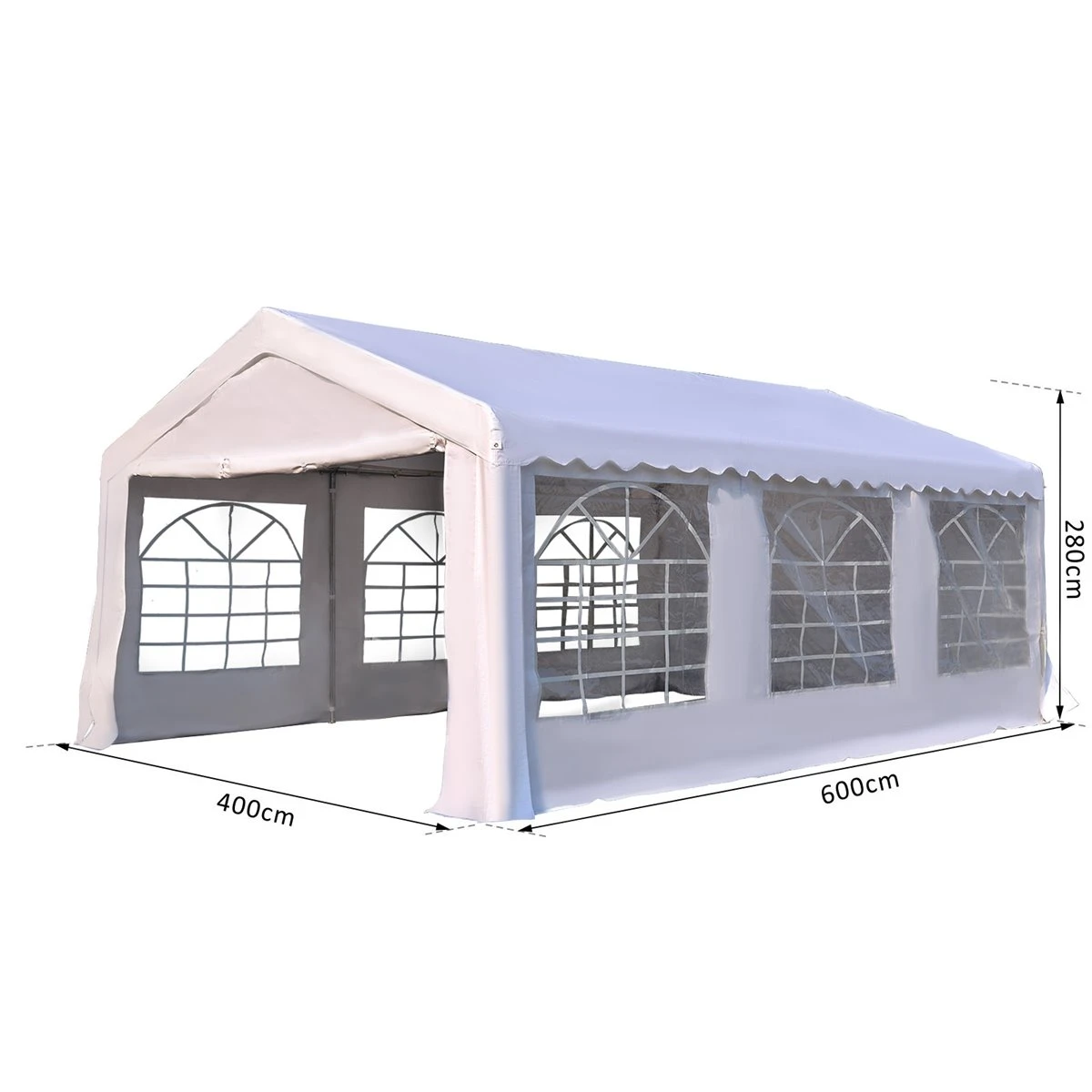 Outsunny Carpa De Jardín Cochera Gazebo 6x4m Pergola Cenador Pabellón 4 Paneles Laterales 6 Ventanas Para Fiesta Eventos Bodas Acero PE Blanco 5 Outsunny Carpa De Jardín Cochera Gazebo 6x4m Pergola Cenador Pabellón 4 Paneles Laterales 6 Ventanas Para Fiesta Eventos Bodas Acero PE Blanco - Imagen 3
