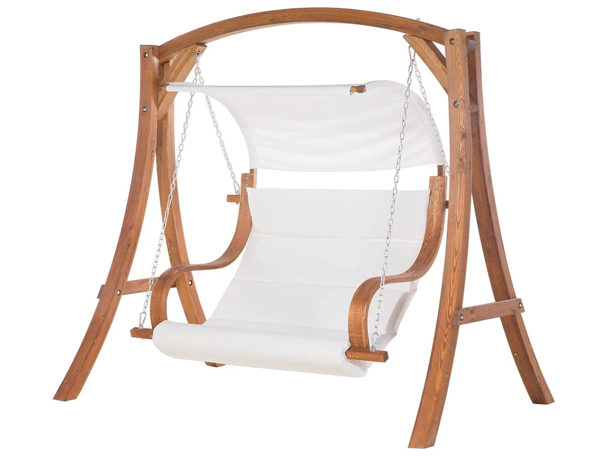 Columpio De Madera De Alerce Oscura/beige Crema APRILIA 4 Columpio De Madera De Alerce Oscura/beige Crema APRILIA - Imagen 2