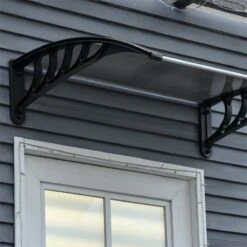 Outsunny Tejadillo De Protección 103x96,5x27 Cm Marquesina Exterior Para Puertas Y Ventanas Contra Sol Y Lluvia Con Soporte Aleación De Aluminio Policarbonato Marrón Translúcido -OUTSUNNY TIENDA d6ce558a1d4b95857e149e6bde724368732665c7 6796486a028f4327920d2e4a19189c1b