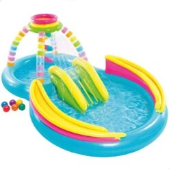 Piscina Hinchable 2 En 1 Multicolor C/tobogán, Difusor Y Juego Bolas INTEX