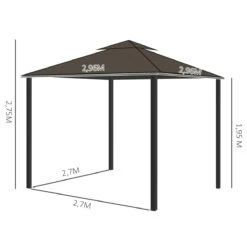 Outsunny Cenador De Jardín 3x3m Pabellón De Aluminio Exterior Con Doble Techo De Ventilación 4 Cortinas Laterales Y 4 Mosquiteras Con Cremallera Para Fiestas Eventos Patio Café -OUTSUNNY TIENDA d773f4a514c7b5e2ab8ea4250c52423e7bebef62 8ffdc132302f4832bc8ae1a5690a3496