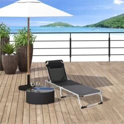 Outsunny Tumbona Plegable Reclinable De Aluminio Con Reposacabezas Extraíble Y Respaldo Transpirable Ajustable En 4 Posiciones Para Jardín Terraza Camping Exterior 170x60x76 Cm Negro -OUTSUNNY TIENDA d7b1d5113195559d3a7d81dda93db6924e520535 f589377eaa574ac7bc50fbfdde5647c7